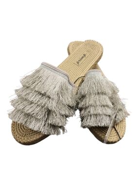 TRIBE Boho Fringe Espadrille Slide Sandal Size 6 NWOT